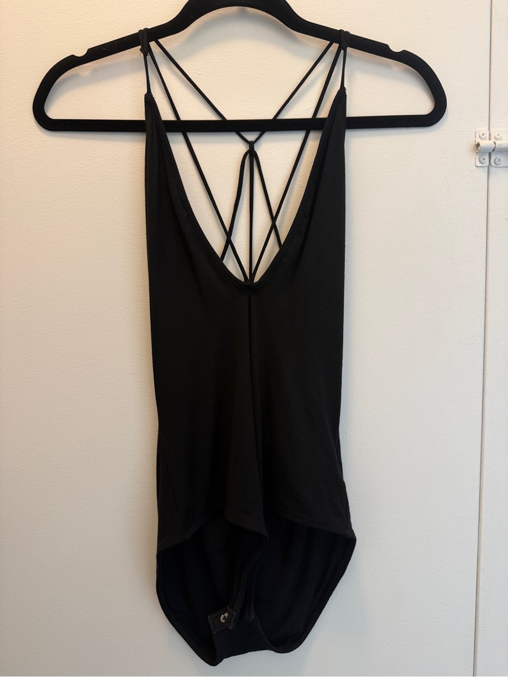 Out From Under Black Strappy Back V-Neck Bodysuit